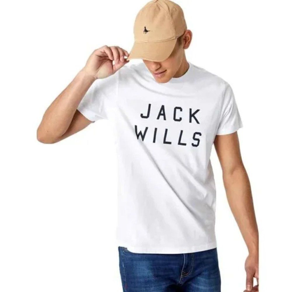 Jack Wills Men's White Sutton Logo Short Sleeve T-Shirt Size Large - Picture 2 of 10